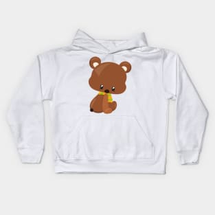 Cute Bear, Little Bear, Baby Bear, Bear With Scarf Kids Hoodie